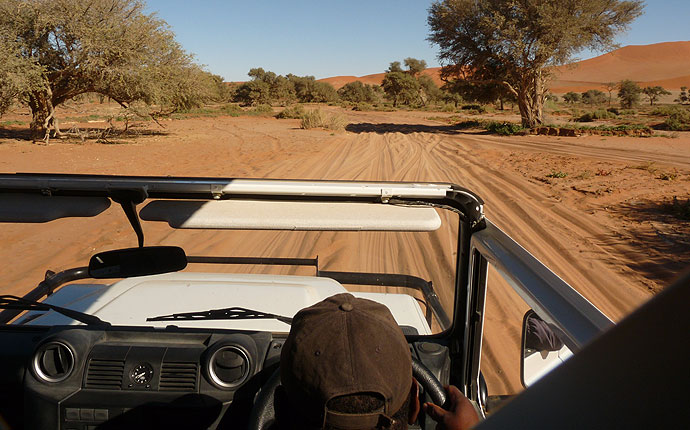 Shuttle-Service am Sossusvlei, Namibia