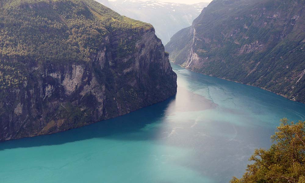 Norwegen Fjord von oben