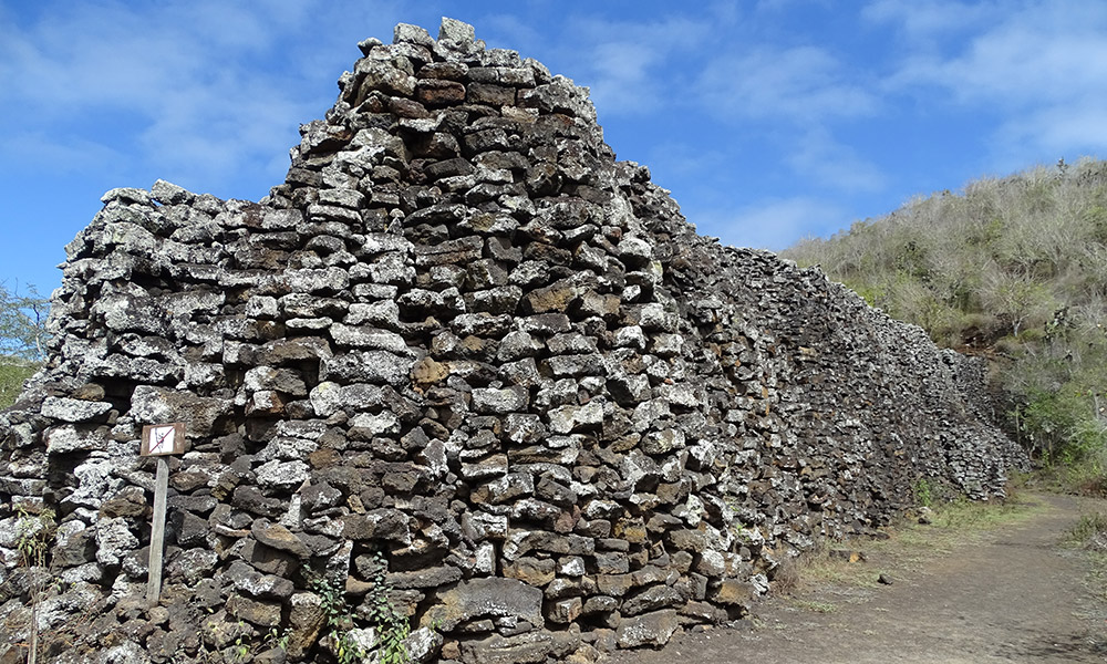 Steinmauer auf Isabela