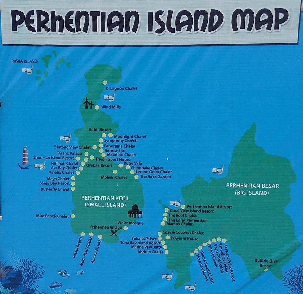 Karte der Perhentian Islands