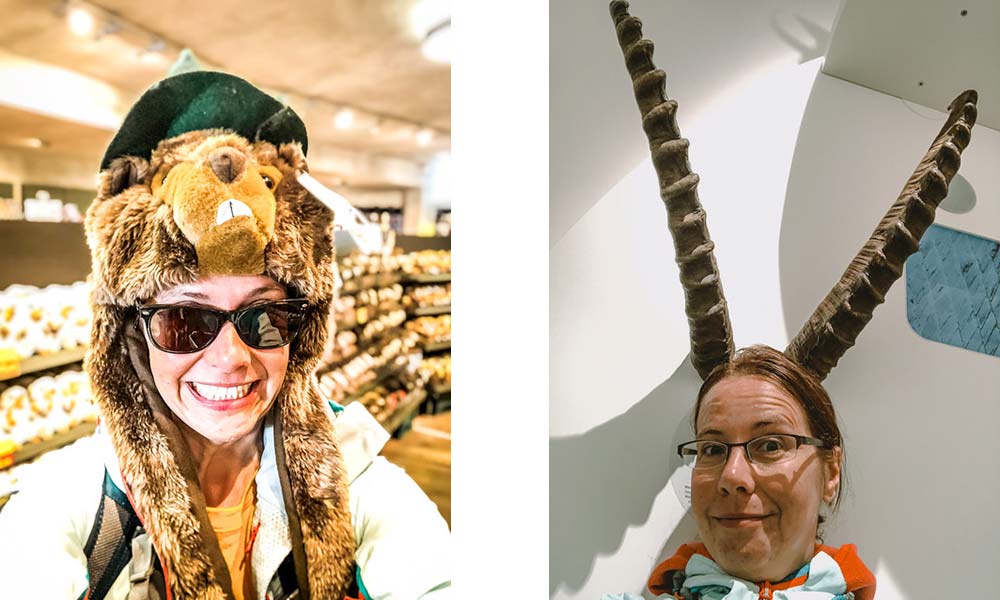 Frau mit Murmeltier-Mütze, Frau mit Steinbock-Mütze