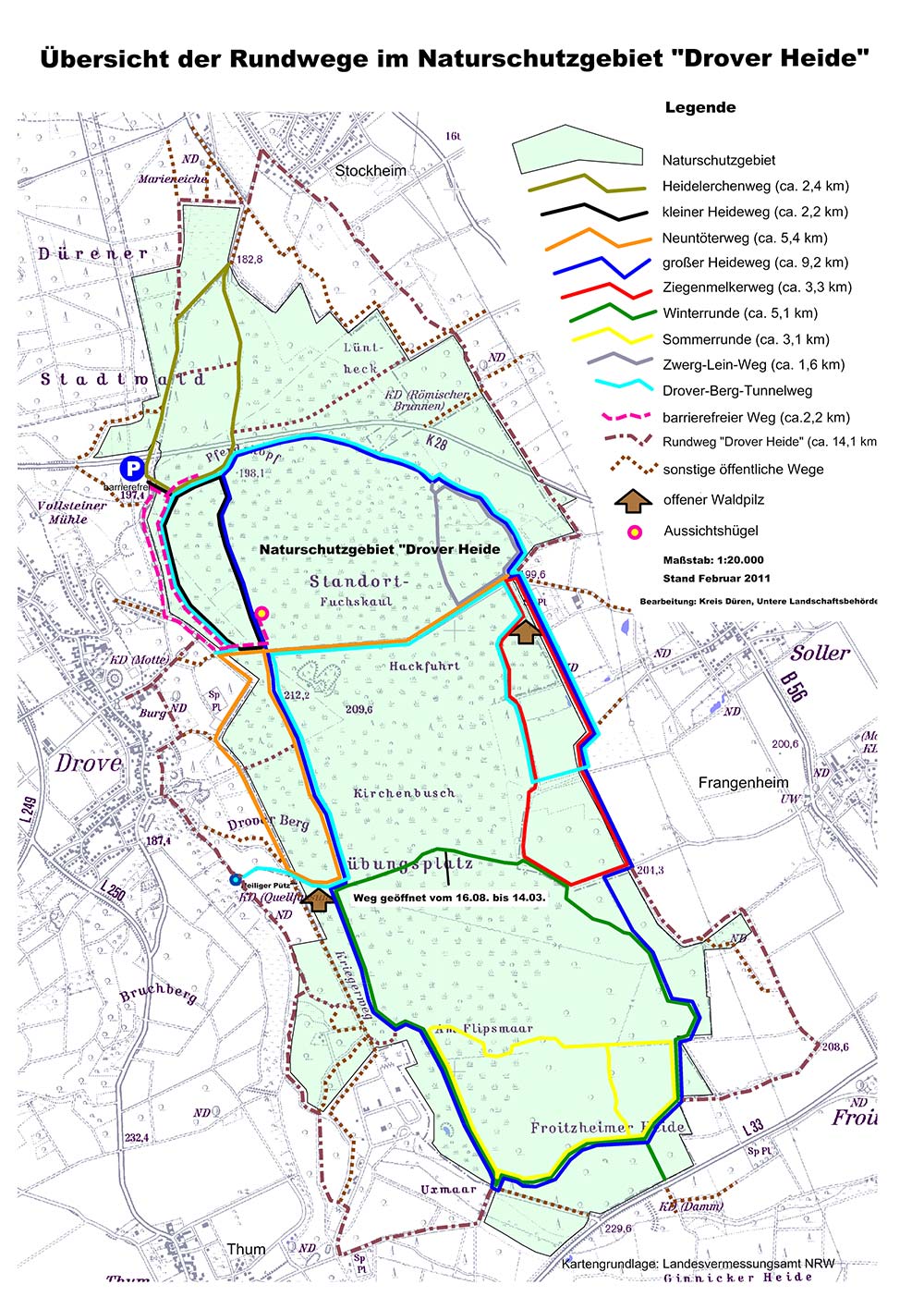 Karte Wanderwege Drover Heide