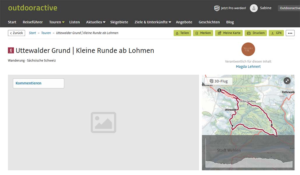 Screenshot der GPS-Tour