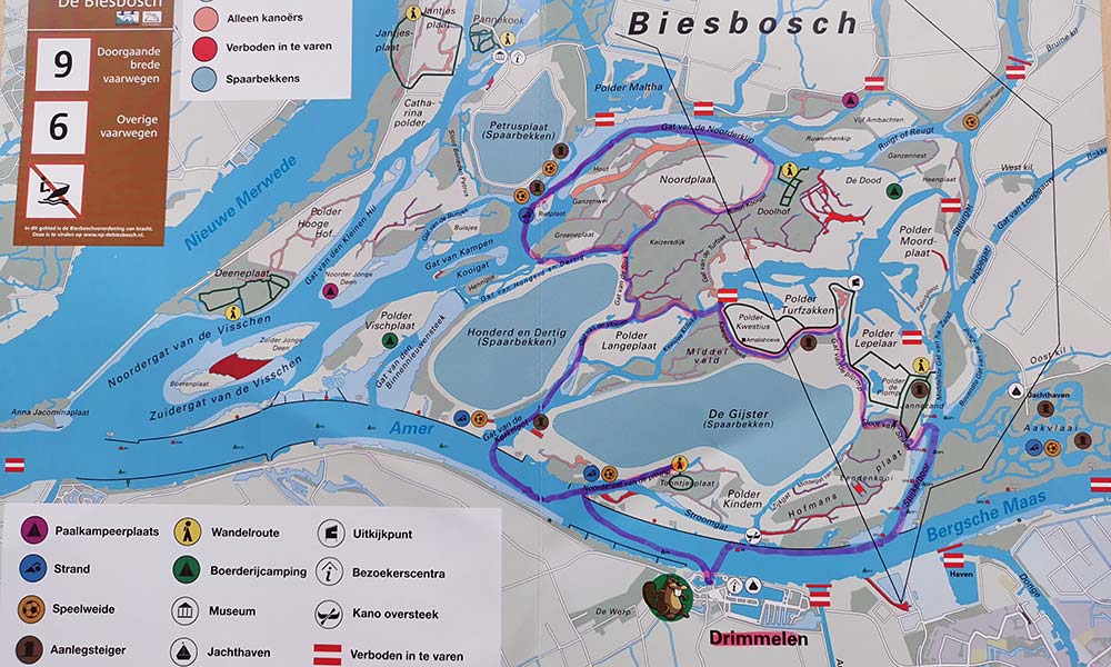 Karte vom Nationalpark De Biesbosch