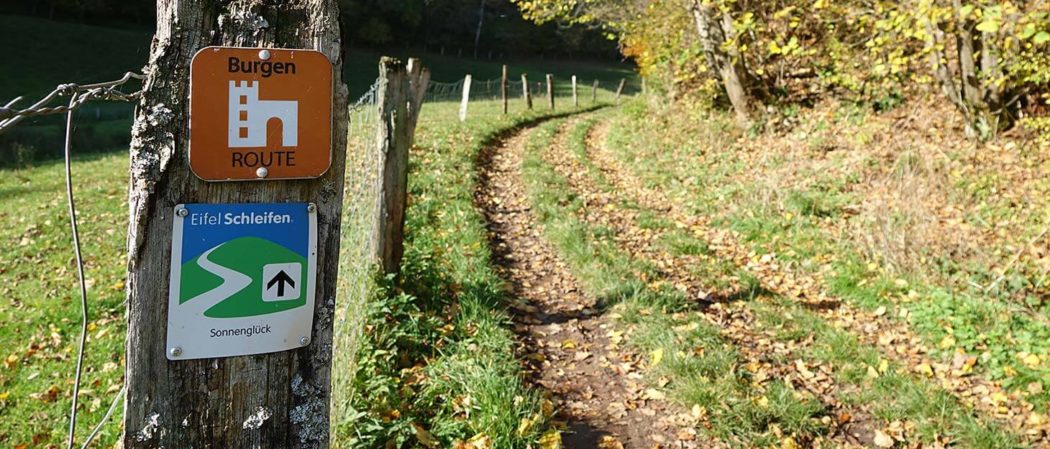 Wegweiser EifelSchleife Sonnenglück am Wegesrand