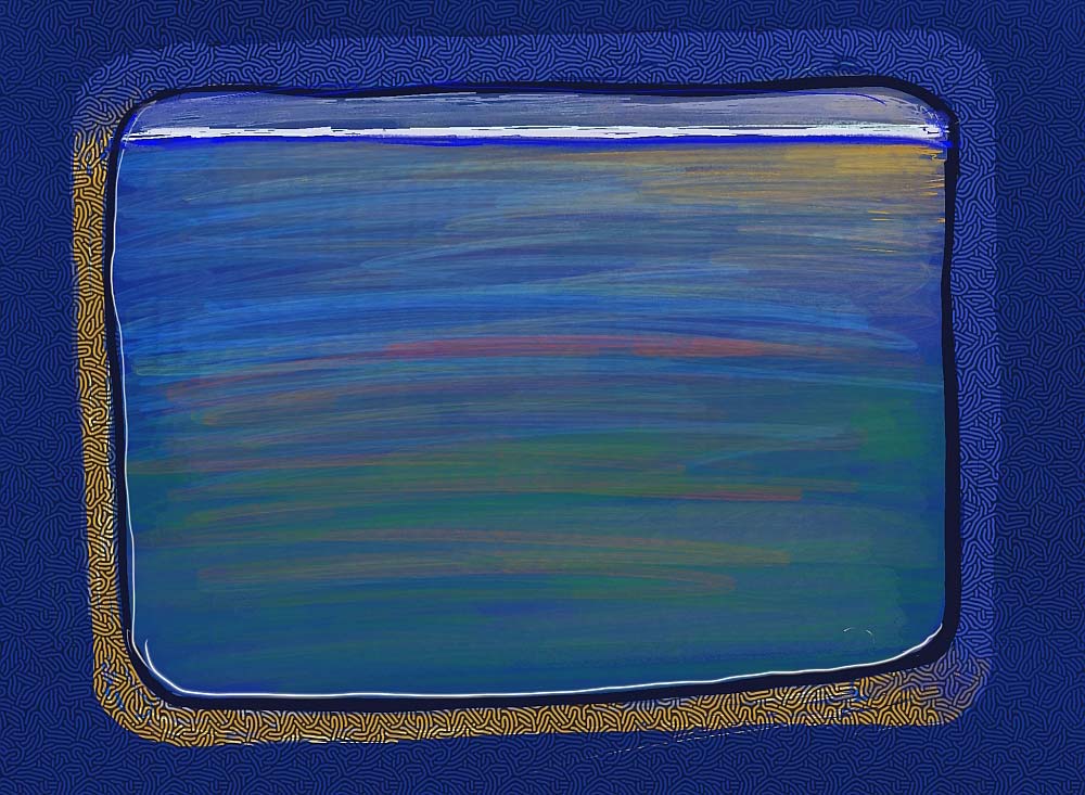 Zeichnung von blauem Fenster