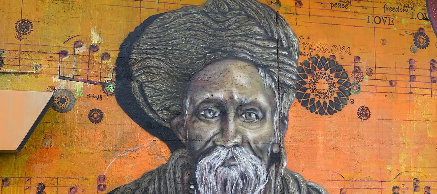 Wandmalerei: Alter Mann mit Turban
