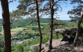 Blick vom Buntsandsteinfelsen ins Rurtal