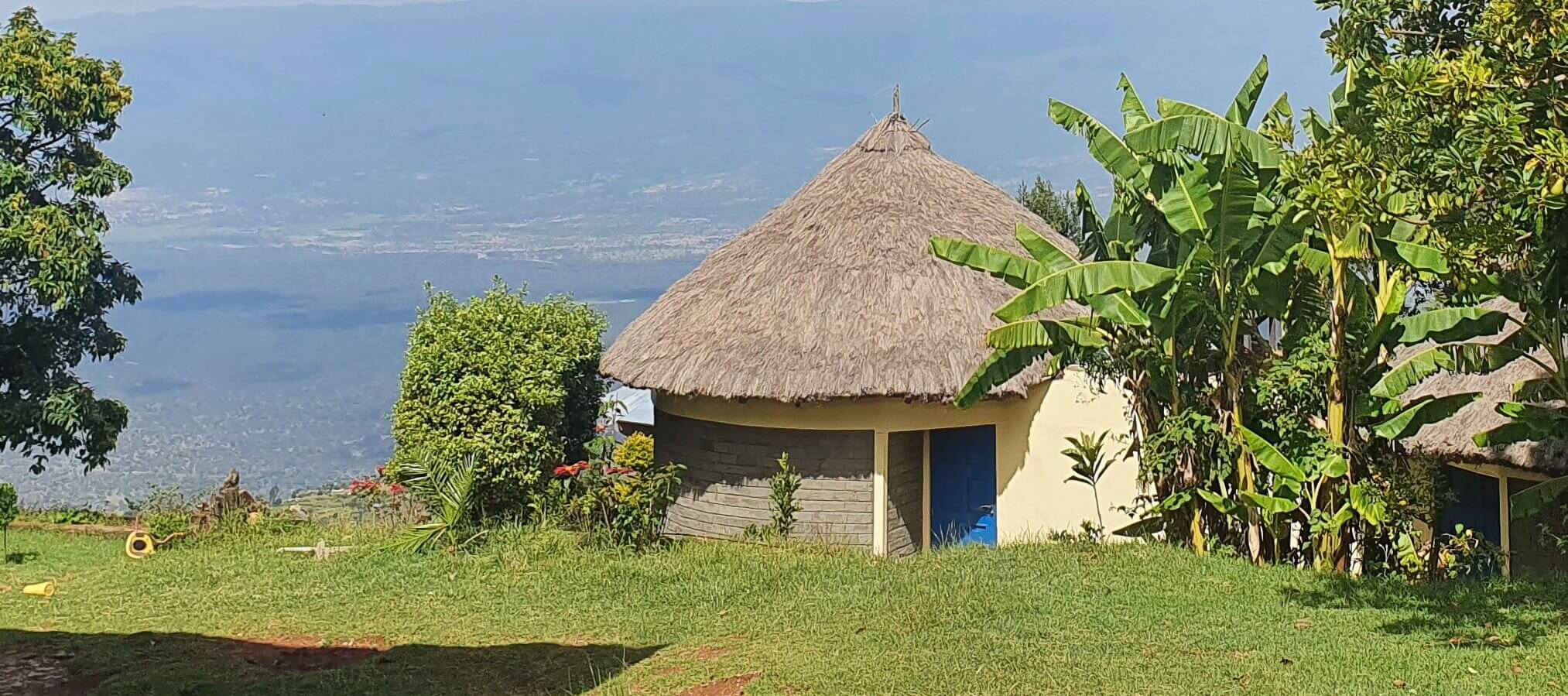 strohgedeckte Hütte