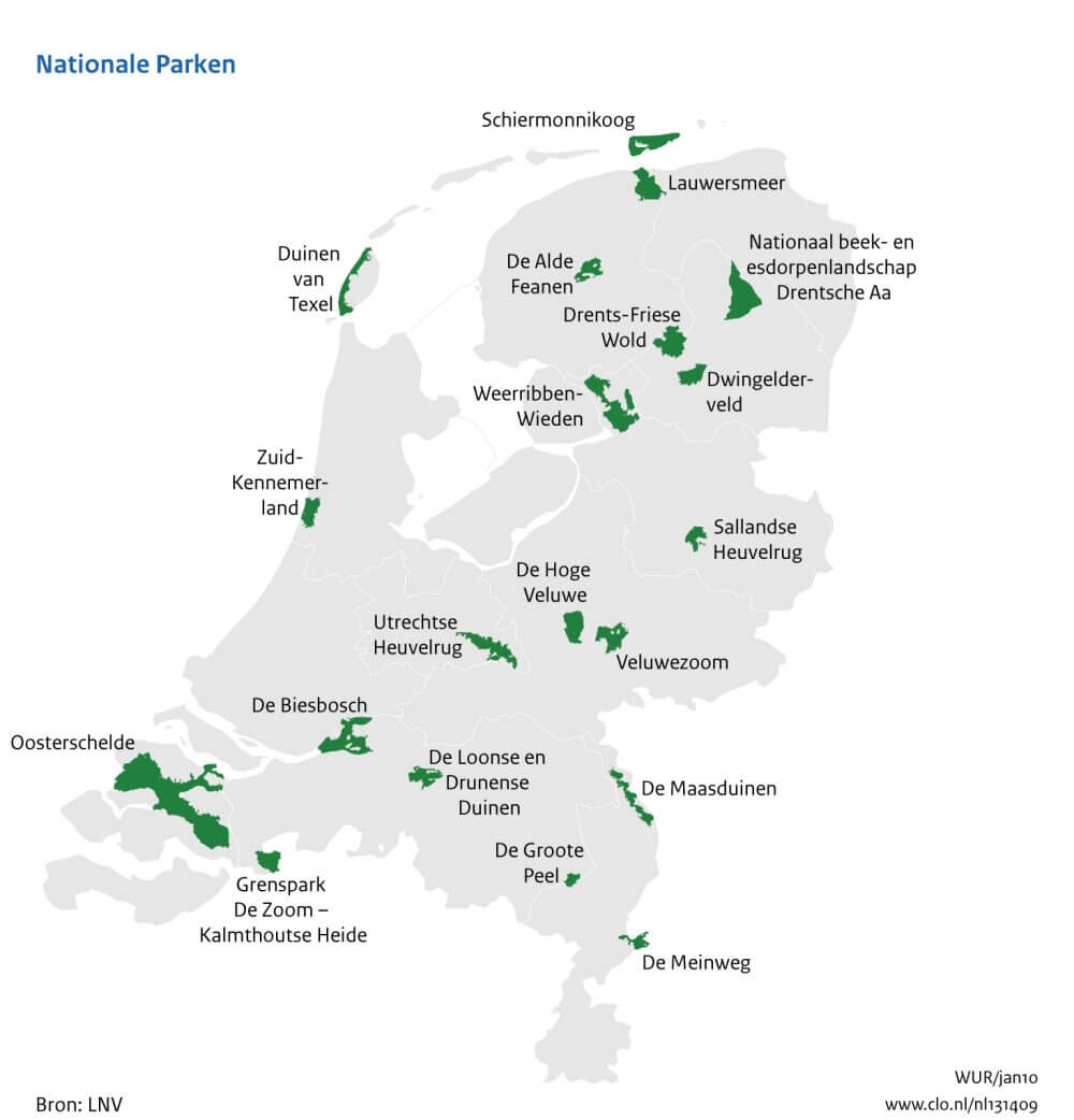 Karte Nationalparks in den Niederlanden